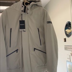 MenS leather dkny bomber coat